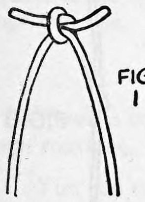 Fig. 1. — The rope hangs in two strands from a small knot at its center, a small piece of rope tied around the middle.