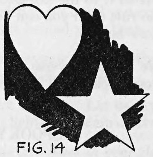 Fig. 14. — A heart and a five-pointed star cut from cardboard, overlapping, against a black patch.