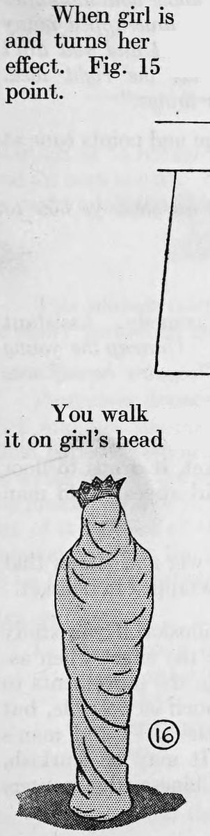 Fig. 16. — The girl wrapped from head to foot in the blanket like a mummy, with the cardboard crown placed on her head over the cloth.