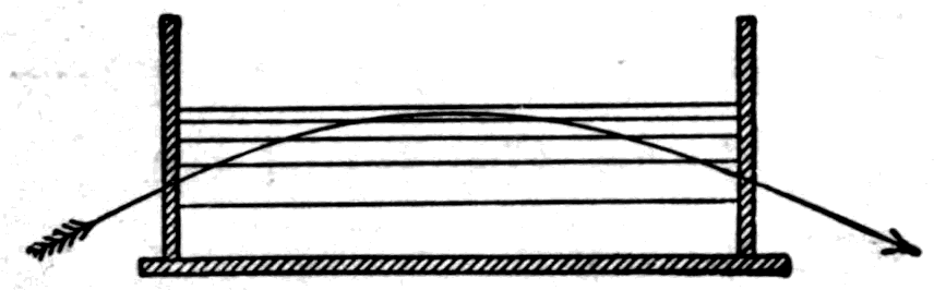 Light turning a corner. The tank holds solutions of chloride of calcium of different densities, the heaviest at the bottom; the beam sent in at one end bends downwards in a smooth curve, as the sun's rays do through the layers of the atmosphere.