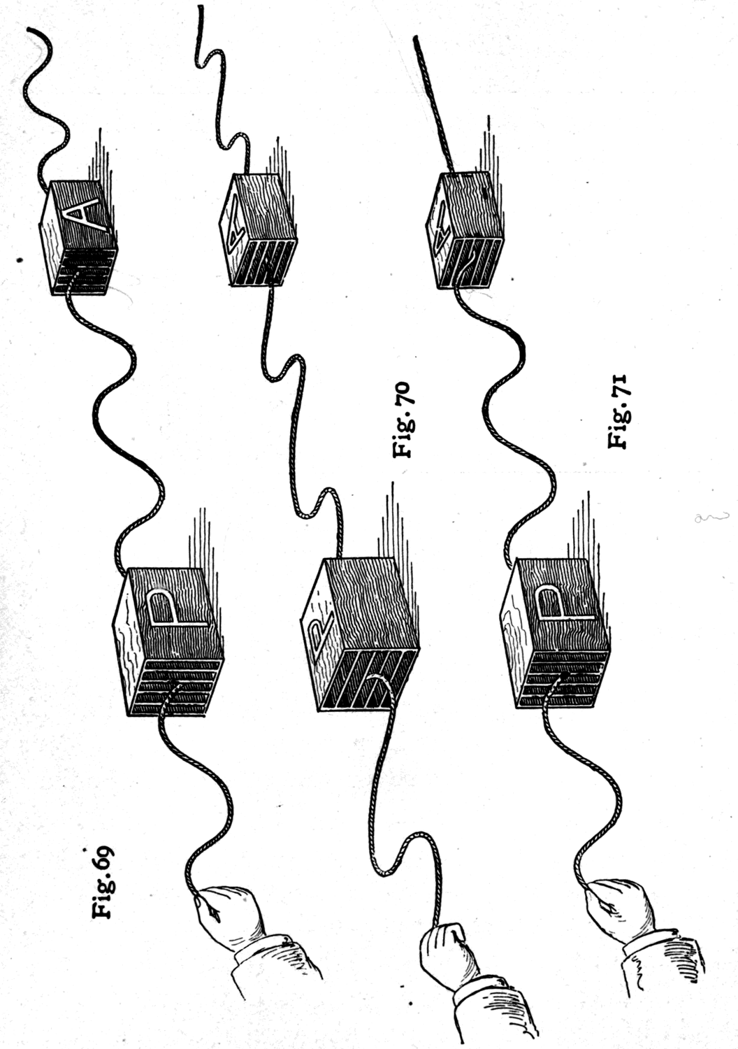 A single box with vertical partitions on the indiarubber cord. Shake the cord any way you like and only the up-and-down part of the motion gets through.