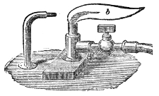 The same flame the moment the whistle sounds: the erect blade drops flat and stays down as long as the sound lasts.