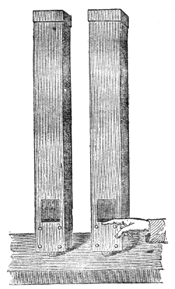 Two tall organ pipes standing side by side. Bring a finger near the embouchure of one and its rate of vibration drops, and loud, quick beats begin between the two.