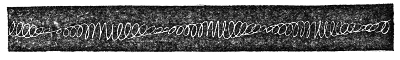 The same scroll drawn from two forks out of unison: the loops swell and shrink along the band as the two vibrations fall in and out of step.