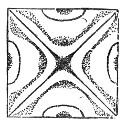 The plate of Fig. 66: the dust settles in the curved compartments between the nodal lines, again choosing exactly the places of greatest agitation.