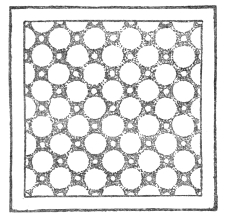Faraday's sand mosaic — the pattern of rings and rosettes carved into a thin layer of sand by the ripples running over the film of water above it.