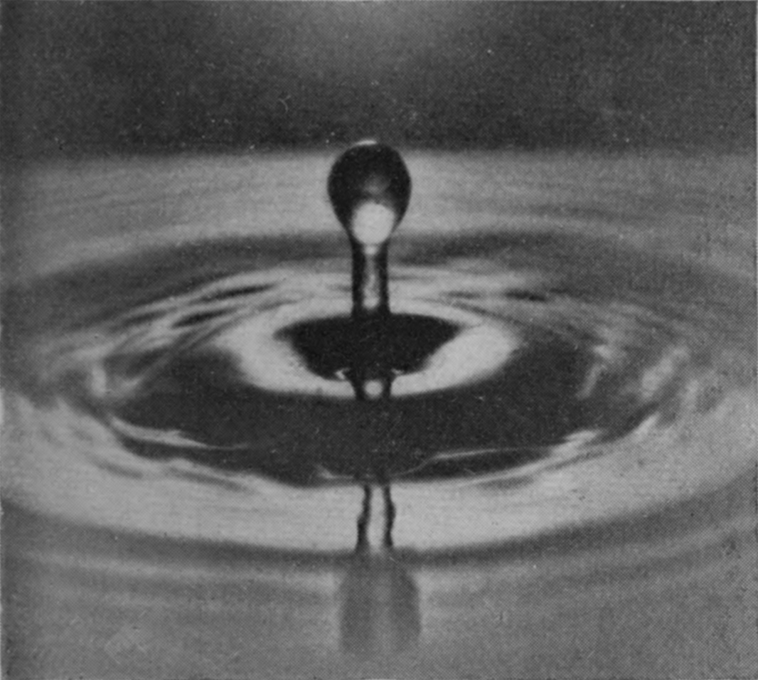 12 0·163 sec. — The column's round head now sits on a narrowing stem, and a dark depression is opening round its base inside the rings of ripples.