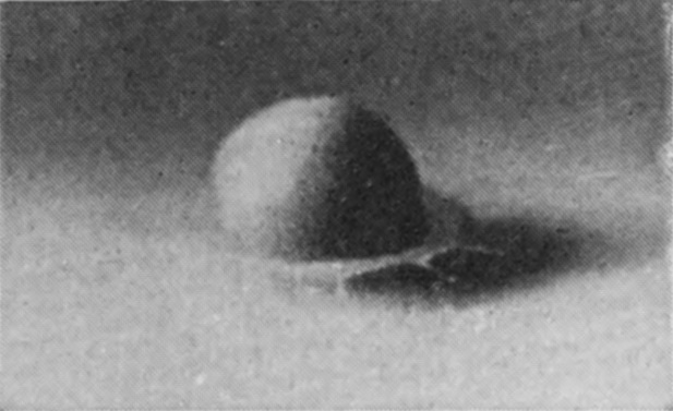 2 0·003 sec. — The rough sphere has just touched, and the liquid is driven outward from it in a thin flat sheet instead of flowing up over its surface.