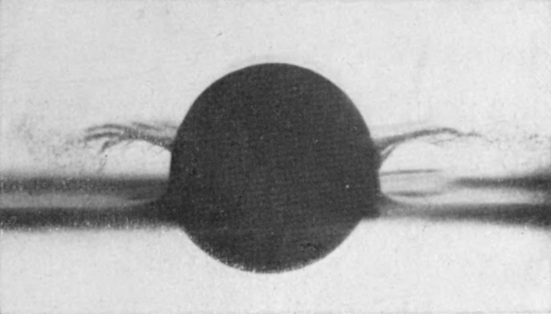 2 0·001 sec. — The sphere is lower, and the sheath arches wider on both sides, fitting less closely than a smooth splash from a lower height.
